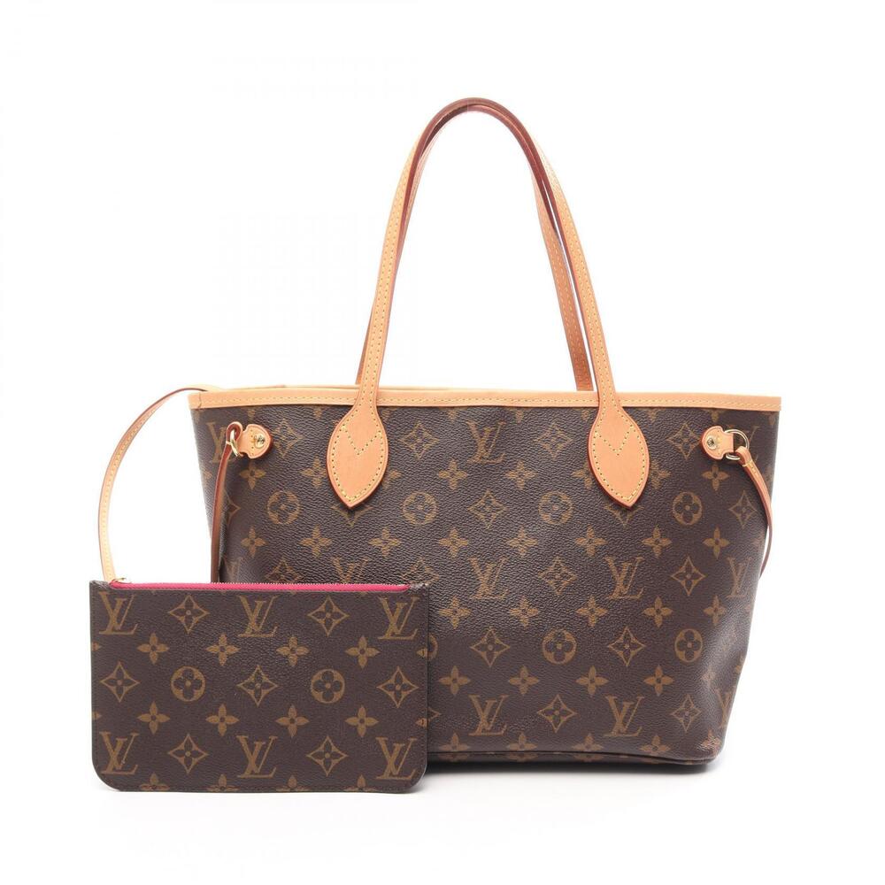 Louis Vuitton Neverfull Tote Bag Canvas Leather Monogram Brown